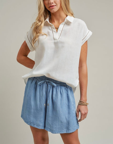Sun Washed Chambray Shorts / light blue