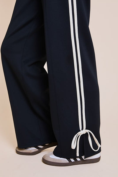 bow detail track pants / navy