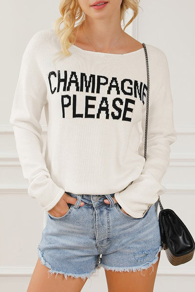 champagne please sweater // white