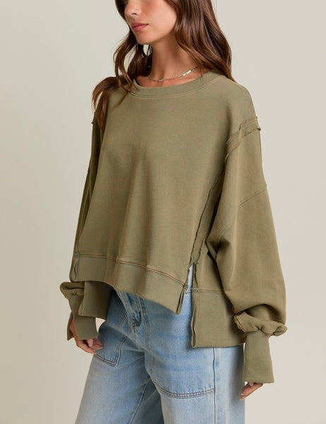 exposed seam sweatshirt / olive
