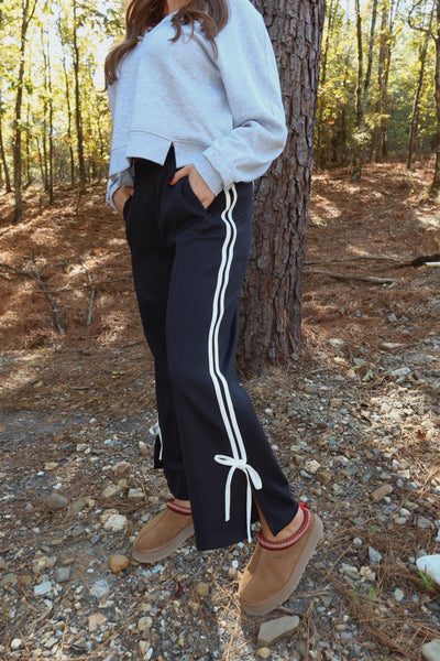 bow detail track pants / navy