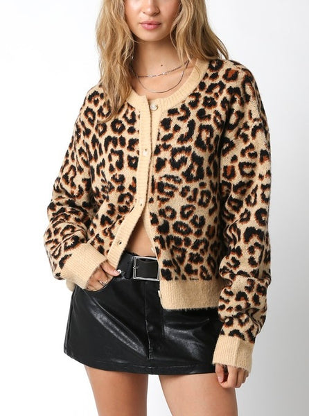 Shayla leopard cardigan / tan