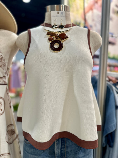 Kira sleeveless sweater top / cream