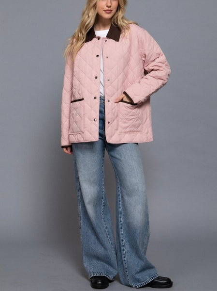 Katie quilted work jacket / blush