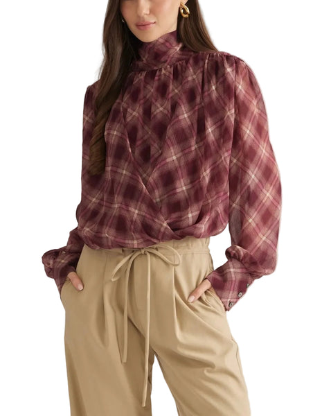 Reese Plaid Blouse / Merlot