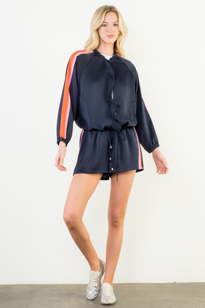 THML track stripe short set / navy