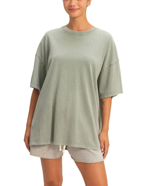 oversized mineral wash tee / sage