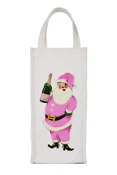 santa & champagne wine bag