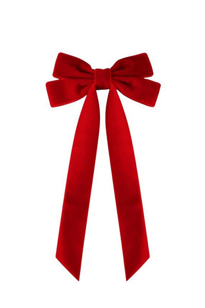 velvet bow hair clip // red