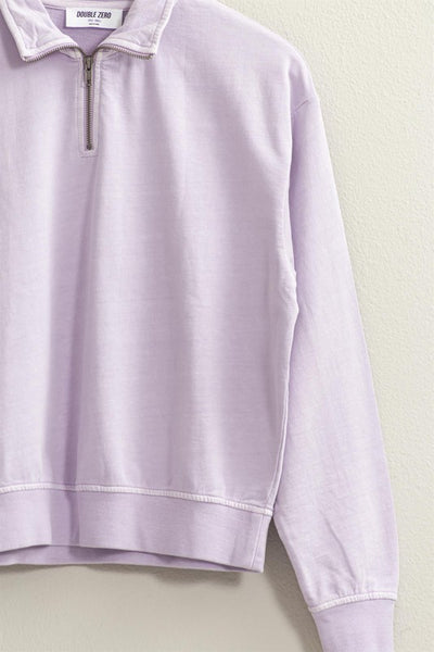 1/4 zip collared pullover // lavender