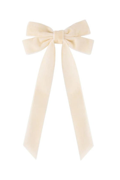 velvet bow hair clip // ivory