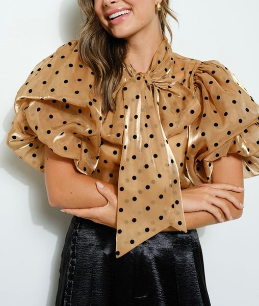 Goldie puff sleeve bow blouse