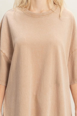 oversized mineral wash tee / mocha
