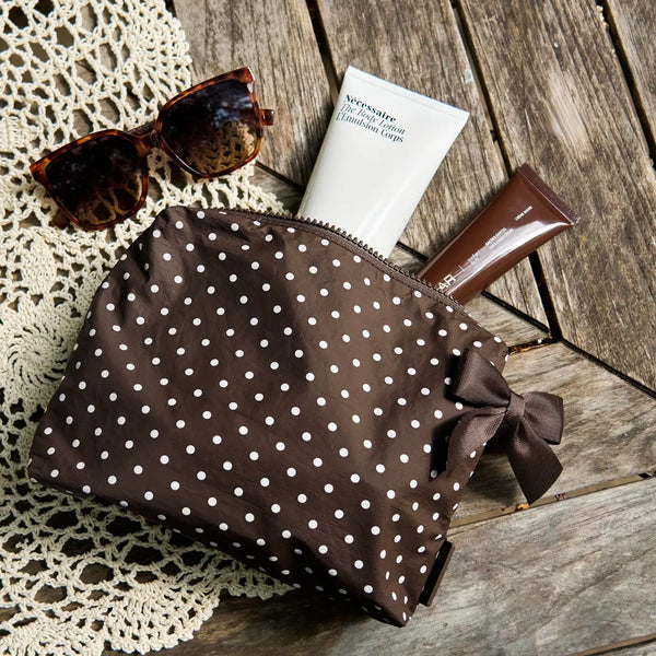 Case-Mate Espresso Polka Dot Bow Crinkle Makeup Bag (PREORDER ARRIVES SEPT 8)