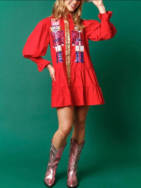 nutcracker sequin dress / red