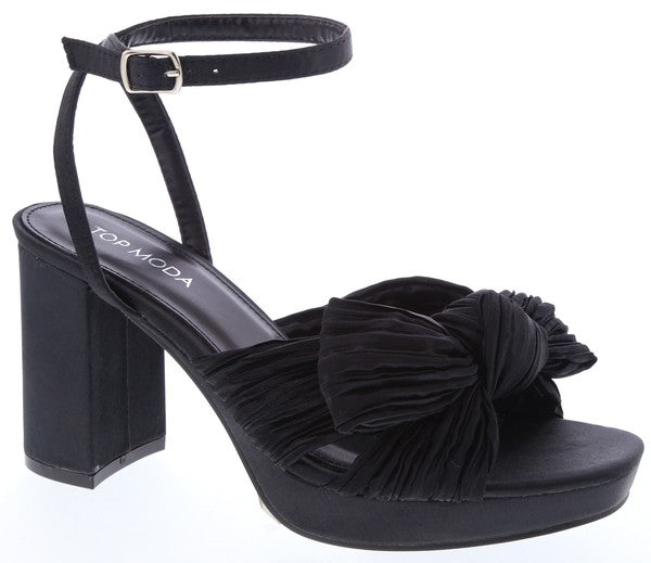 satin bow sandal // black