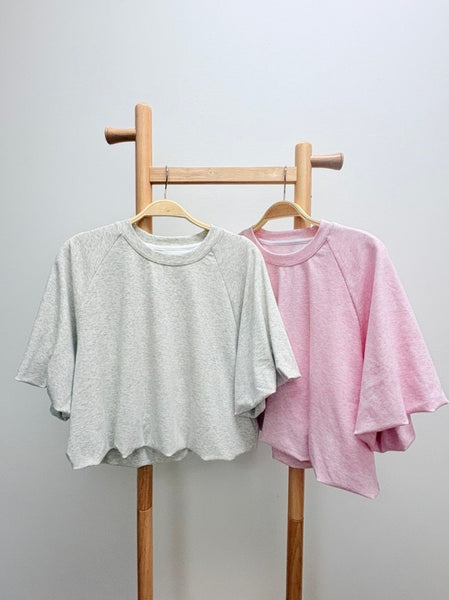 Collins Bubble Hem Top / Heather Grey