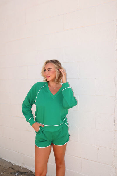 varsity track short set // green