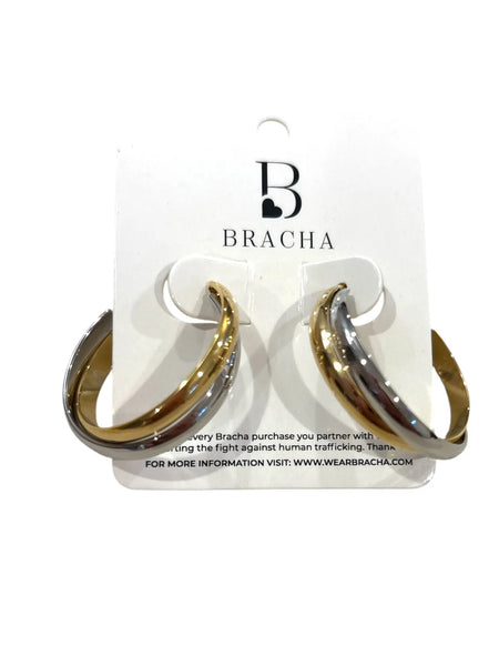Bracha Lira hoop earrings/ 2 tone
