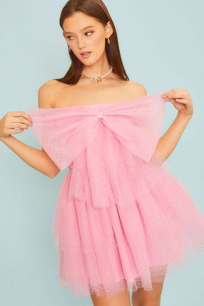 pink bow fluffy dress