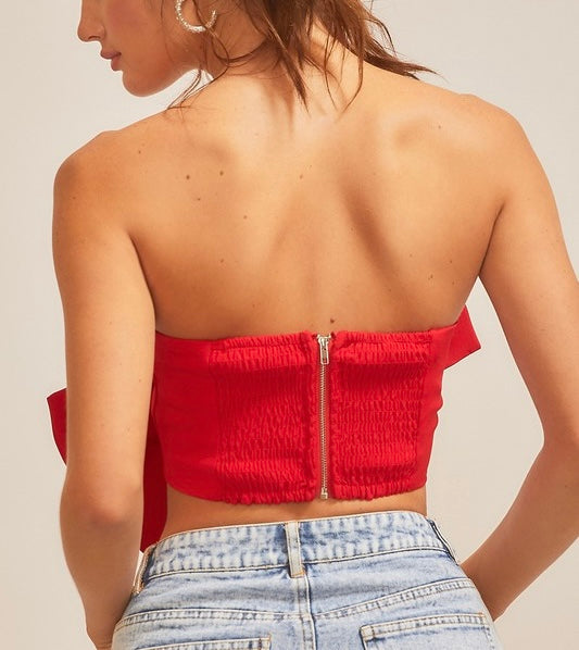 bow crop top // red