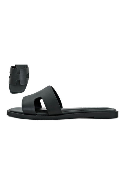 H cut sandals // black