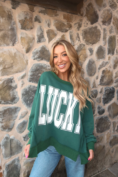 lucky loose fit pullover // emerald