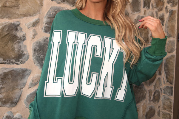 lucky loose fit pullover // emerald