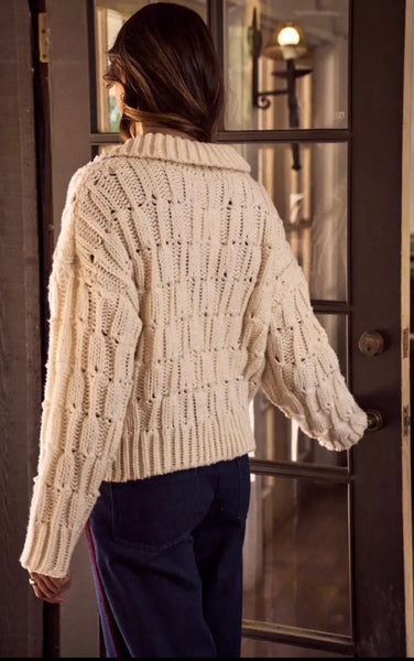 Sammi Collared Cable Sweater / Oatmeal