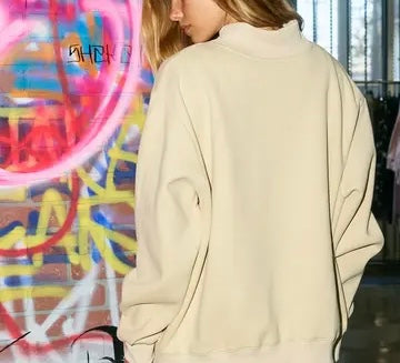 Reindeer Camp Mock-Neck Sweatshirt / Oatmeal