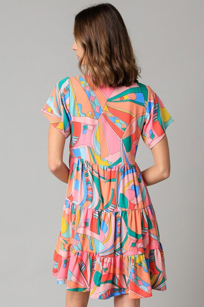 geometric print babydoll dress // multi