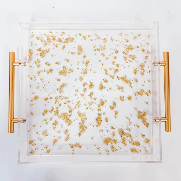 gold flake large acrylic tray