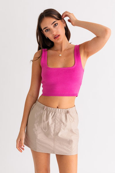 sleeveless knit tank - hot pink