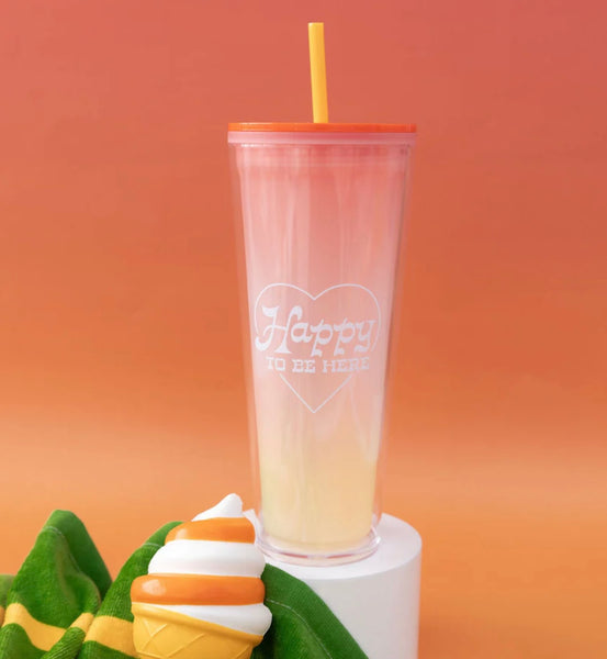 ban.do color changing sip sip tumbler with straw- happy to be here