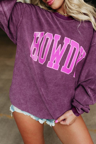howdy corded sweatshirt - plum