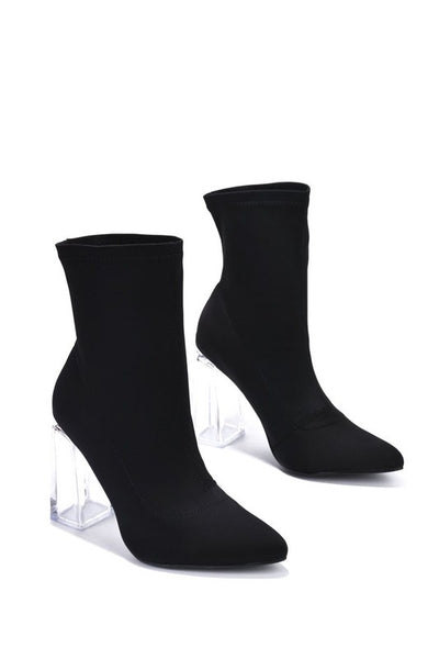 acrylic heel stretch bootie black