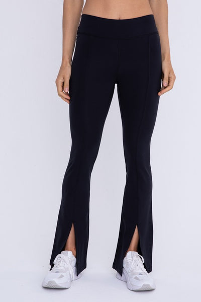 front slit legging flare - black