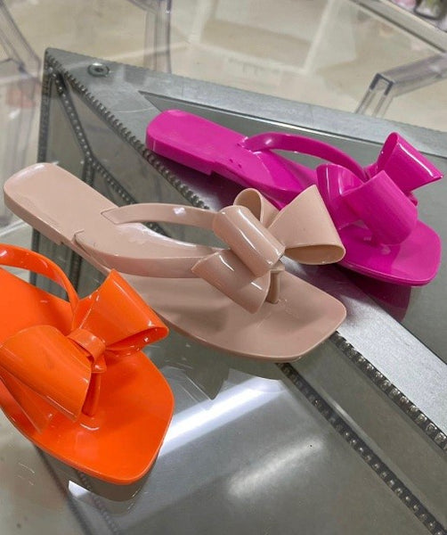 jelly bow sandal - hot pink