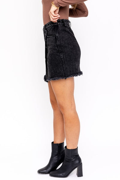 asymmetrical denim skirt black